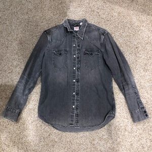 Levi’s grey denim button down shirt